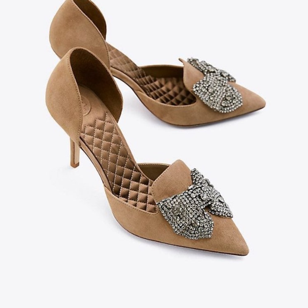 NIB Tory Burch Esme D’orsay Pump tan crystal 6.5